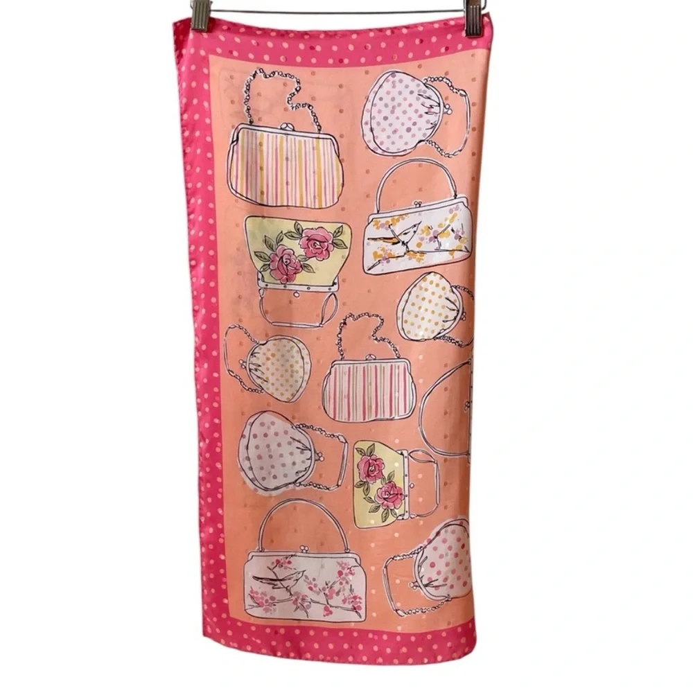 Talbots silk pink purse print scarf
